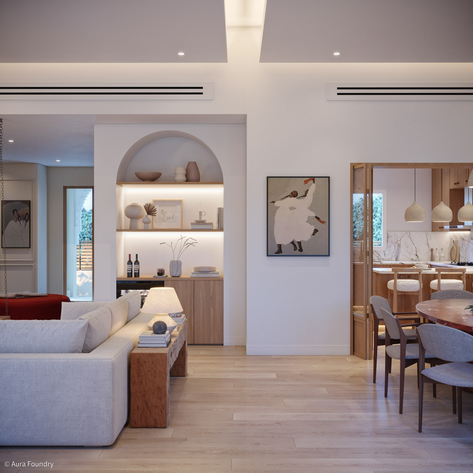 Bedroom and wardrobe interior design The Valley villa Dubai by Aura Foundry Interiors